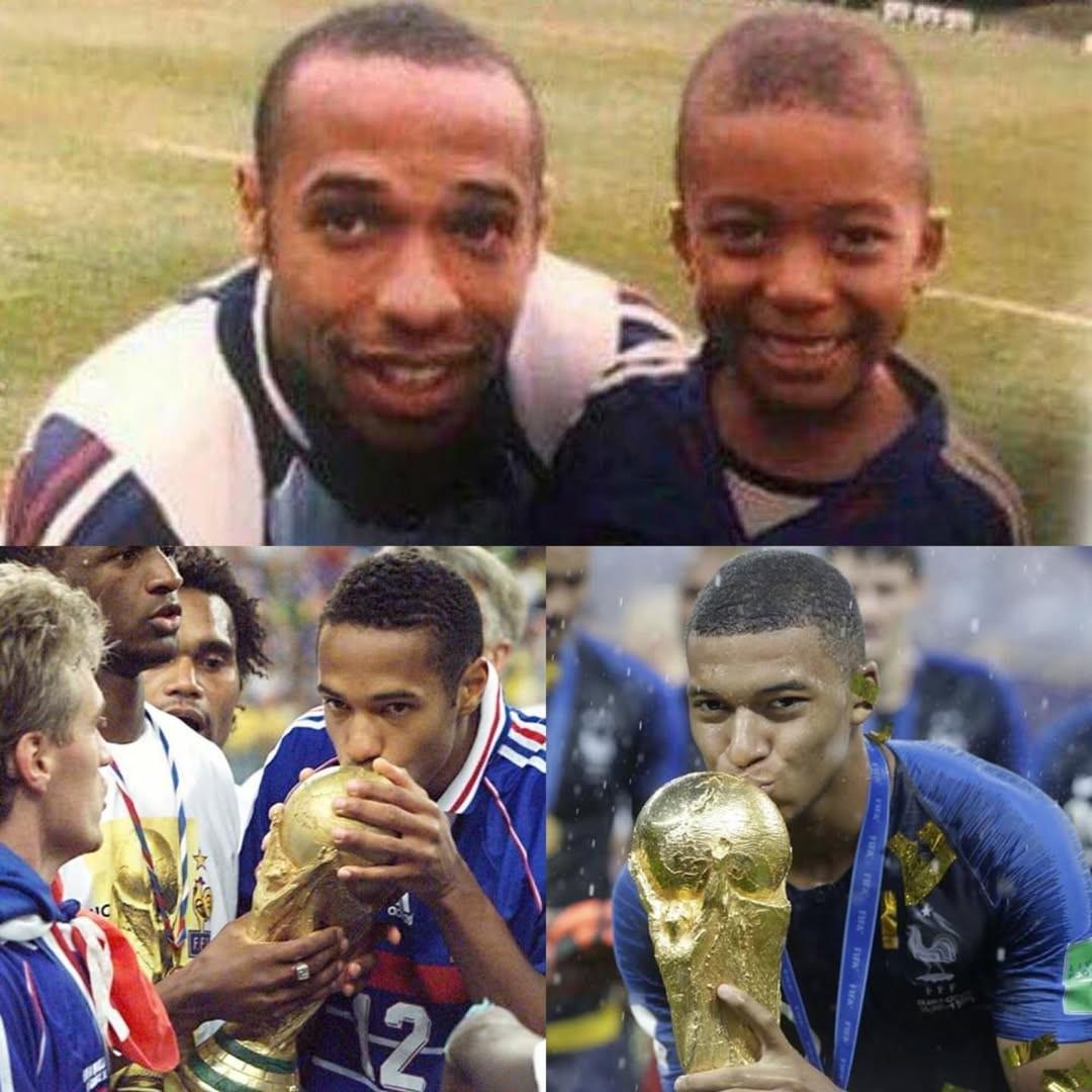 冠军传承，亨利分享姆巴佩幼年时期照片并配文鼓励